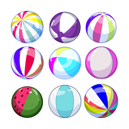 beach ball set cartoon vector illustrationのイラスト素材