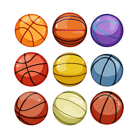 basketball ball set cartoon vector illustrationのイラスト素材