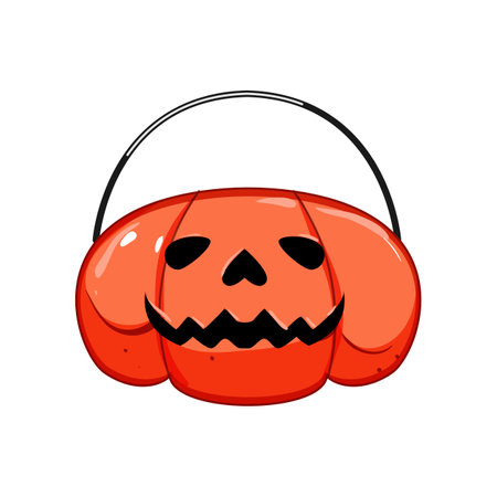 spooky halloween bucket cartoon vector illustrationのイラスト素材
