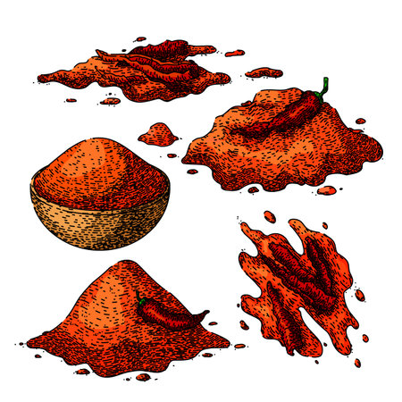 paprika set sketch hand drawn vectorのイラスト素材