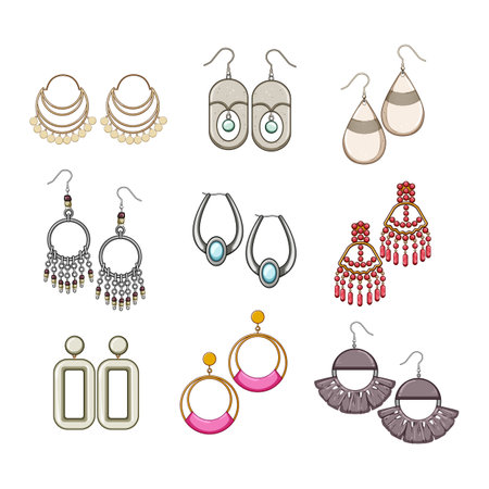 boho earrings set cartoon vector illustrationのイラスト素材