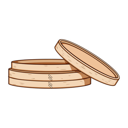 basket bamboo steamer cartoon vector illustrationのイラスト素材
