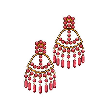beautiful boho earrings cartoon vector illustrationのイラスト素材