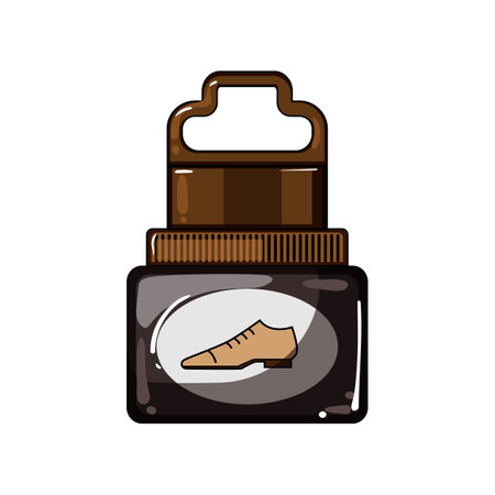brown shoe polish cream cartoon vector illustrationのイラスト素材