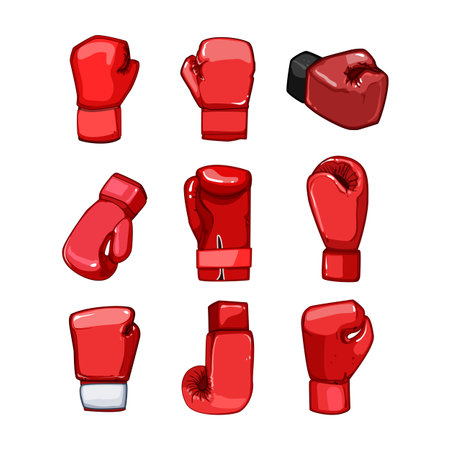 boxing gloves set cartoon vector illustrationのイラスト素材