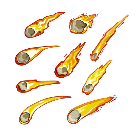 meteor set cartoon vector illustration