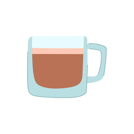cafe coffee glass cartoon vector illustrationのイラスト素材