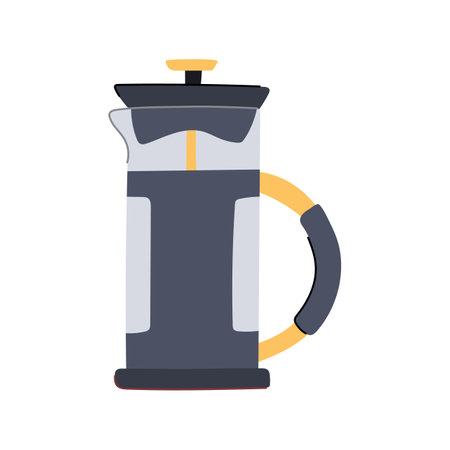 black french press coffee cartoon vector illustrationのイラスト素材
