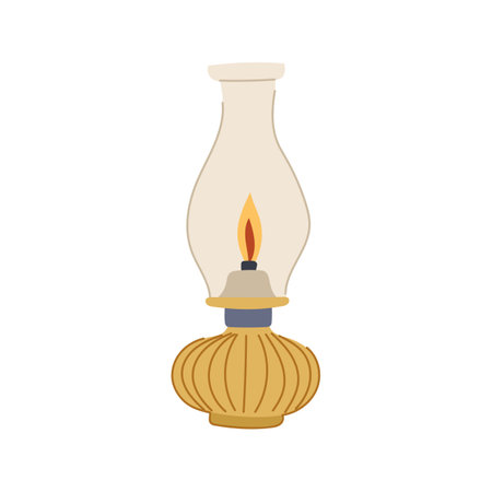 vintage kerosene lamp cartoon vector illustrationのイラスト素材