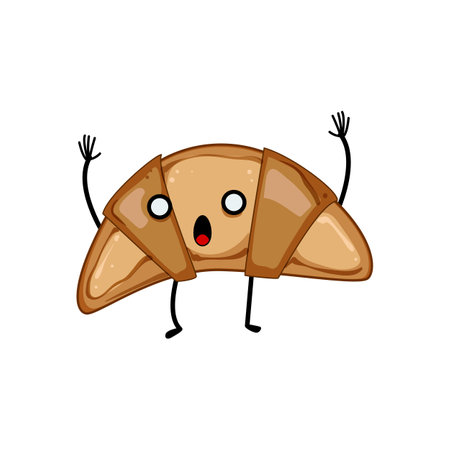 breakfast bread character cartoon vector illustrationのイラスト素材