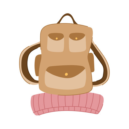 active hiking backpack cartoon vector illustrationのイラスト素材