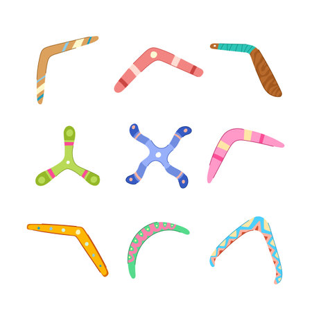 boomerang set cartoon vector illustrationのイラスト素材
