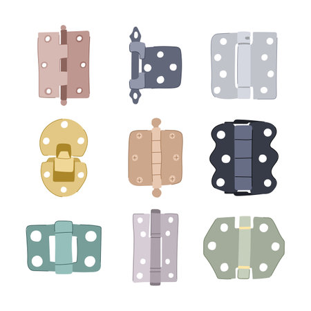 door hinge set cartoon vector illustrationのイラスト素材