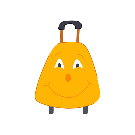 school kid luggage cartoon vector illustrationのイラスト素材