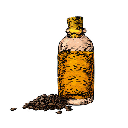 black nigella sativa sketch hand drawn vectorのイラスト素材