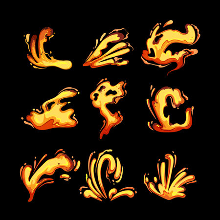 lava splash set cartoon vector illustrationのイラスト素材