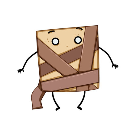 face cardboard box character cartoon vector illustrationのイラスト素材