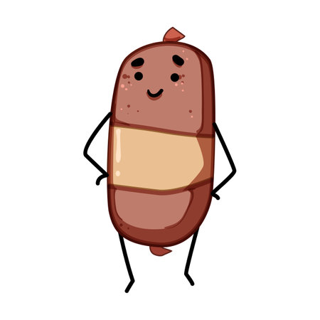 face meat character cartoon vector illustrationのイラスト素材