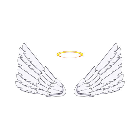 heaven wing angel cartoon vector illustrationのイラスト素材