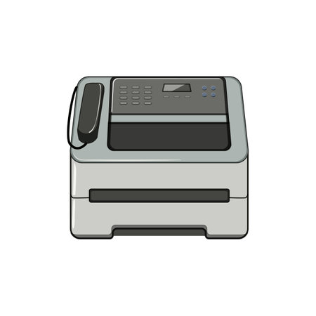 paper fax machine cartoon vector illustrationのイラスト素材