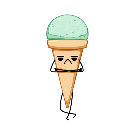 cone ice cream character cartoon vector illustrationのイラスト素材