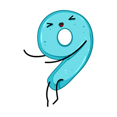 smile number character cartoon vector illustrationのイラスト素材