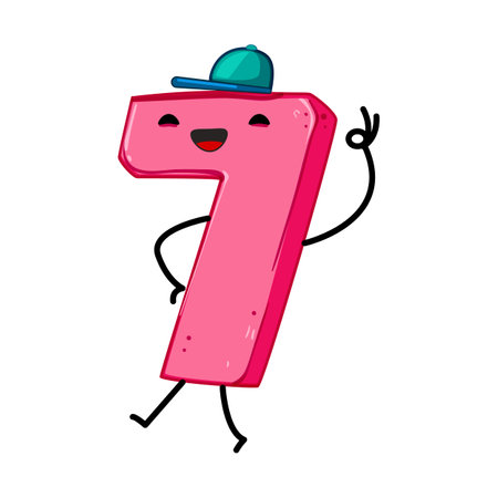 funny number character cartoon vector illustrationのイラスト素材