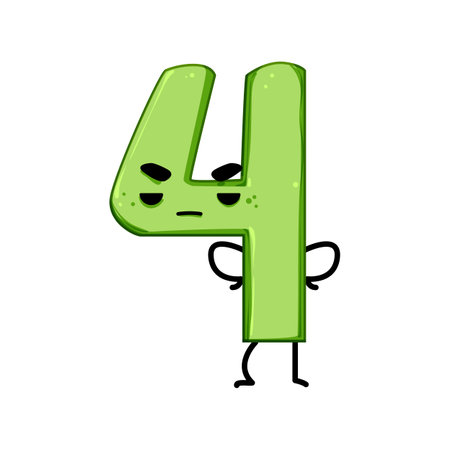 one number character cartoon vector illustrationのイラスト素材