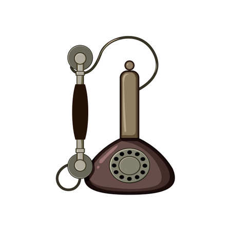 dial telephone retro cartoon vector illustrationのイラスト素材
