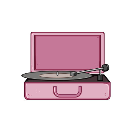 vintage vinyl player cartoon vector illustrationのイラスト素材