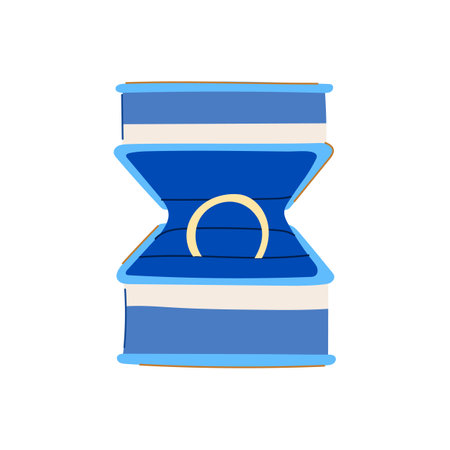 marriage proposal ring box cartoon vector illustrationのイラスト素材