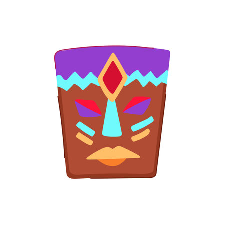tiki tribal mask cartoon vector illustrationのイラスト素材