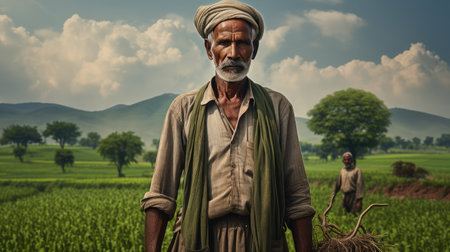 tractor farmer on farmの素材