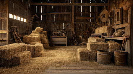 cows inside barnの素材