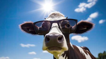 cool cow with sunglassesの素材