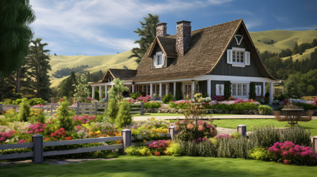 cottage house and barnの素材