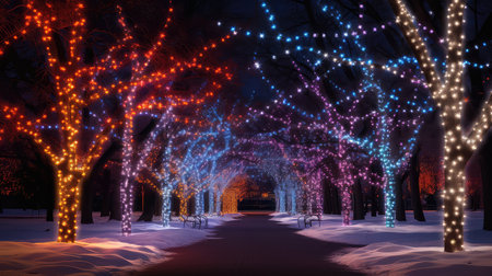 winter holiday lights backgroundの素材