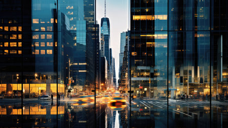 corporate new york office buildingの素材