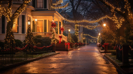 festive christmas holiday lightsの素材