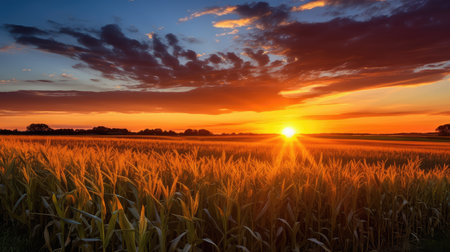 agriculture sunset corn fieldの素材