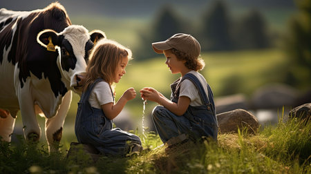 animals kids cowsの素材