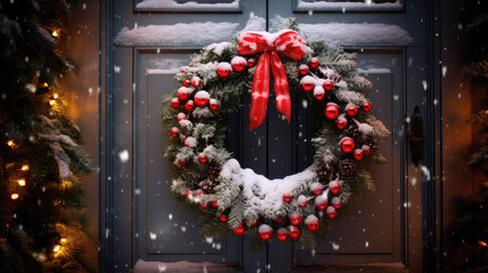 evergreen wreath holidayの素材