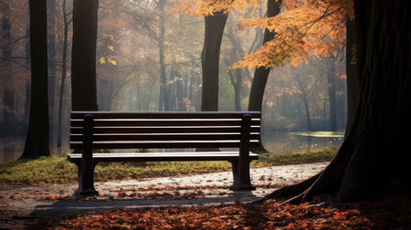 outdoors fall park benchの素材