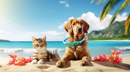 pet dog cat holidayの素材