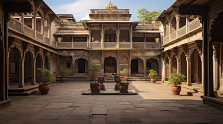 outdoor building courtyardの素材