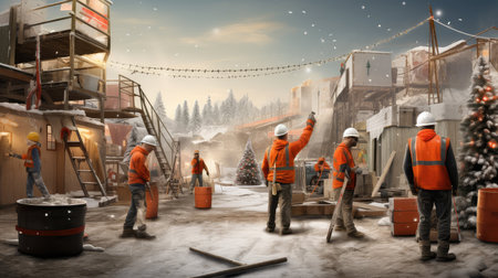 building construction happy holidaysの素材