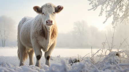 winter snow cowの素材