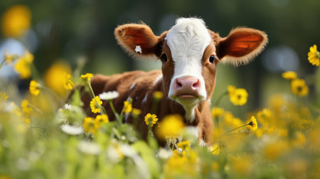 milk cute baby cowの素材