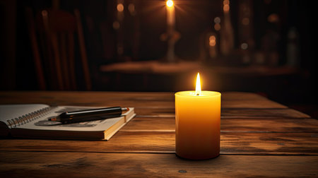 flame candle on deskの素材