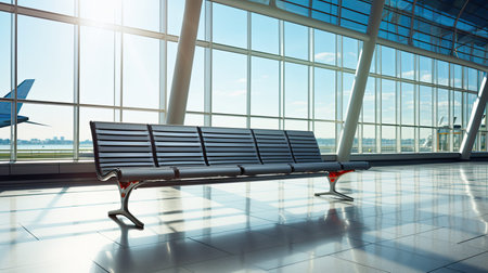 waitg bench in airportの素材